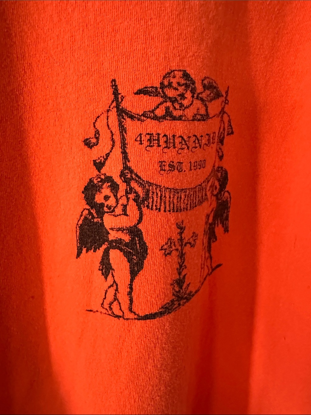 4HUNNID Orange Short Sleeve Graphic Tee